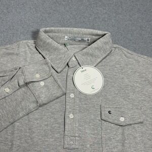 Criquet Polo Shirt Mens 2XL XXL Long Sleeve Players Shirt Gray Organic Pique